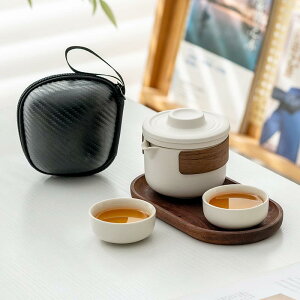 茶器 携帯用茶器セット 陶器 ミニ 急須 湯呑み 2客 アウトドア キャンプ 白 黒 緑