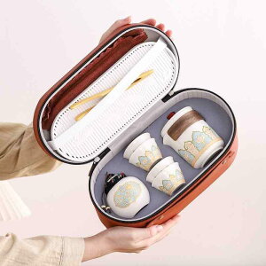茶器セット 携帯用 陶器 ティーポット 茶碗 セット アウトドア キャンプ 旅行用 ギフト 白 青 赤 黒