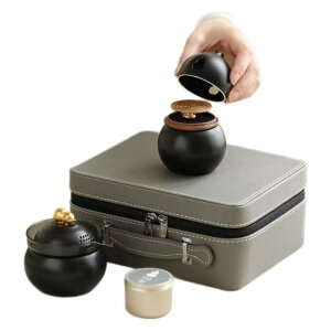茶器 携帯用茶器セット 陶器 葫芦(ひょうたん)型 ティーセット 急須 湯呑み 3点セット 家庭用 アウトドア 白 黒