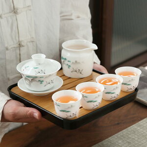茶器セット 携帯用 四杯 白磁 クイックカップ アウトドア 車載 陶器 功夫茶器 フルセット 家庭用