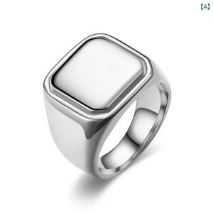 指輪 メンズ 男性用 ステンレス リング 四角 スクエア 幾何学 模様 光沢 艶消し 6号 7号 8号 9号 10号 11号 普段使い ヒップホップ ストリート カジュアル スタイル