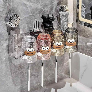 歯ブラシホルダー 壁掛け式 吸盤 歯ブラシ立て 歯磨き粉 収納 浴室 洗面所 コップ スタンド 水切り 衛生 清潔