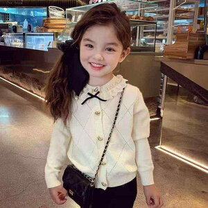 ニット・セーター ガールズ 女の子 カーディガン 春秋 ベビー服 おしゃれ アウター 子供服 韓国風 トップス ポリエステル 長袖 丸首 杏色 レッド 110cm 120cm 130cm 140cm 150cm 160cm 170cm