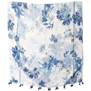 ストール レディース バリ紗 シルク スカーフ 青花磁 中華風 水墨画 花柄 コットンリネン 綿麻 春夏 保温 紫外線対策 日焼け防止 ショール 旅行