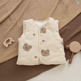 ベビー服 ママとお揃い コーデ 小熊柄 キルティング ベスト 綿100% 厚手 防寒 あったか かわいい 秋冬 59cm 66cm 73cm 80cm 90cm