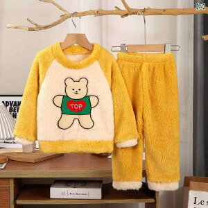 子供用パジャマ 秋冬 男の子 女の子 フランネル 厚手 暖かい 部屋着 ルームウェア セットアップ 寝間着 8歳以上 140cm以上 ポリエステル カートゥーン柄