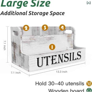 キッチン収納 卓上収納ボックス 調味料ラック カトラリーケース 木製 ツールスタンド 箸立て スプーン フォーク ナイフ 収納 整理 ?村ホワイト