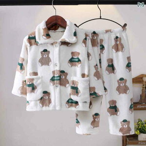 子供用パジャマ 秋冬 キッズ フランネル 厚手 暖か 上下セット ホームウェア 男の子 女の子 小学生 中学生 幼稚園 保育園 かわいい アニマル柄 総柄