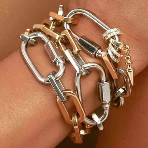 ブレスレット レディース 登山用 金色 チタン鋼 電気メッキ 18K 金 太め アレルギー対応 新中式 個性的