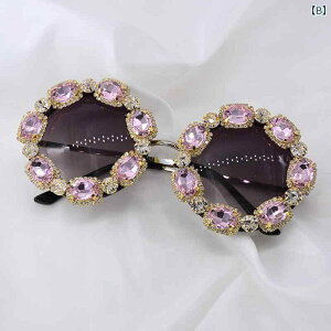 サングラス レディース UVカット 紫外線対策 glasses ファッション ピンク系レンズ 丸型 メタルフレーム 小顔効果 レトロスタイル