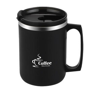 マグカップ ステンレス メンズ レディース 304 オフィス 水筒 保温 保冷 スタンド付き 軽量 大容量 480ml 黒 ブラック ベージュ系