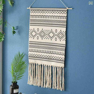 タペストリー 壁掛け 手編み 流木 幾何学模様 フリンジ付き インテリア雑貨 リビング 寝室