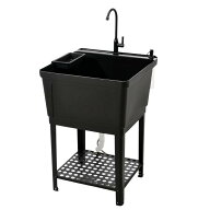 MISHIP ガーデンシンク 流し台 深型シンク ホワイト 幅50cm×奥行48cm×高さ84cm - 屋外 大型 ステンレス…