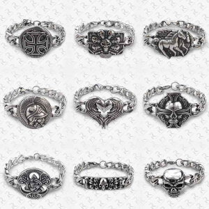 ブレスレット メンズ 男性用 ステンレス 聖堂 十字架 ハロウィン レトロ ヴィンテージ 風 ゴツめ 太め ごつい 幾何学模様 幾何学的 幾何学 個性的 アレルギー対応 電気メッキ加工