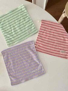 タオル レディース キッチンクロス 3枚セット ストライプ柄 韓国風 食器拭き 台拭き ハンカチ 薄荷チョコレート 草莓千? 香芋牛?