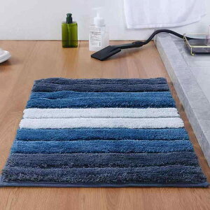 玄関マット バスマット 室内マット 超極細繊維 ストライプ柄 吸水 速乾 滑り止め付き 45×65cm 50×80cm 45×120cm グラデーション 深青 紺 灰色 茶色 北欧
