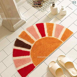 玄関マット レディース バスマット 虹色 レインボー 半円形 フェイクウール 吸水 速乾 滑り止め 花柄 植物柄 かわいい おしゃれ 室内 寝室 リビング 浴室