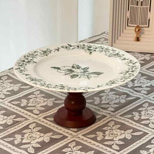 果物皿 レディース ケーキスタンド 木製 陶器 フルーツ デザート スイーツ 菓子器 ディスプレイ ラック 北欧風 レトロ ピンク系 グリーン系 ブルー系