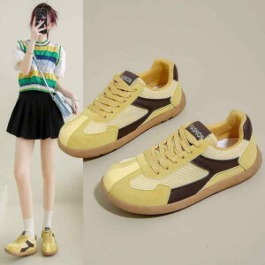 スニーカー レディース 運動靴 通学履き 春夏 ローカット 厚底 紐 軽量 蒸れにくい ピンク系 イエロー系 ベージュ ランニング ジョギング ウォーキング カジュアル