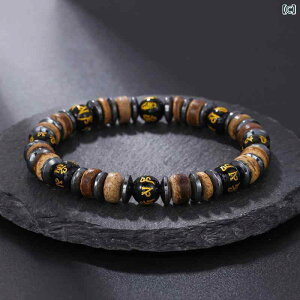 ブレスレット メンズ 木製 ブラックヘマタイト 数珠 ブレスレット 男性用 ギフト 幾何学模様 黒 ブラック スタイリッシュ アフリカ ヨーロッパ 南米 東南アジア 北米 東北アジア 中東