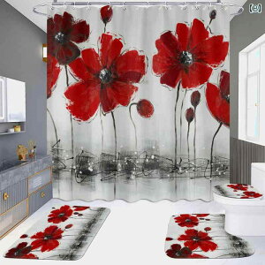 カーテン 浴室用 間仕切り シャワーカーテン ポリエステル製 百花繚乱 花柄 バスカーテン 防水 防カビ 加工 おしゃれ ホテル アパート 賃貸