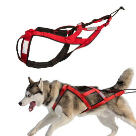 犬用ハーネス リードセット アウトドア 雪橇牽引 負荷訓練 ハスキー サモエド スキー スノーボード 犬用牽引ベルト ナイロン ブラック ブルー レッド M L XL XXL XXXL