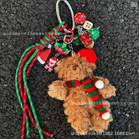 キーホルダー クリスマス レディース バッグチャーム テディベア ぬいぐるみ かわいい 熊 ベア マスコット クリスマスプレゼント 赤 緑 冬