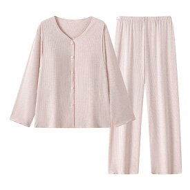 マタニティウェア レディース モダール 授乳服 春夏秋冬 産後 パジャマ ルームウェア 上下セット 長袖 長ズボン ピンク系 グリーン系 グレー L XL XXL 3XL