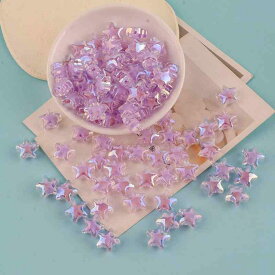 子供用アクセサリー DIY手作りキット 五角形 ビーズ UVメッキ 中空ビーズ ミックスカラー オレンジ ランパープル ローズレッド ライトピンク ライトグリーン ライトイエロー ライトブルー プラスチック製 星形 ファッション 百搭