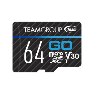 TEAMGROUP microSD 64GB GO CARD UHS-I U3 V30 �������[�J�[�h �ő�Ǐo100MB/s �ő发��50MB/s SD�ϊ��A�_�v�^�[�t�� �A�N�V�����J���� ���{����10�N���K TGUSDX64GU303