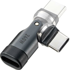 �T�����_�C���N�g USB-C �ϊ��A�_�v�^ 540° ��] PD 240W �}���[�d 480Mbps �f�[�^�]���� Type-C L�� L�^ �R�l�N�^ �K�����^���b�N 500-USB095