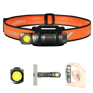 ACEBEAM H16 ���@�\ LED �w�b�h���C�g ���y�� �P�O�d�r�ɑΉ� �}�O�l�b�g�e�[�� �ő�1000���[���� �[�d�� USB-C �w�b�h�����v 180°�����\ IP68�h�� ���[�N���C�g ��Ɠ� �����j���O�A�n�C�L���O�A