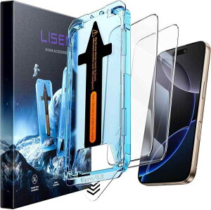LISEN iPhone 16 Pro Max �p �K���X�t�B���� �S�ʕی� 9H�z�� �\��t�����ȒP �w��h�~ ���炳�� 2�� 6.9�C���` �A�C�t�H��16�v���}�b�N�X �p �ی�t�B���� 8K Ultra HD