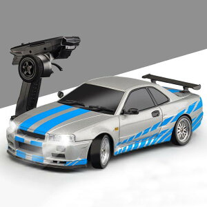 LDR/C 1/18�h���t�g�J�[ GTR R34���W�R���J�[ �h���t�g���s 2.4GHz��ᐧ�� �|�b�v�A�b�v���w�b�h���C�g �W���C���t�� �Ԃ�������