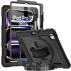 TSQ iPad Pro 13 �P�[�X 2024 M4 �ی� �t�B�����t�����|���[ �V�����_�[�A�C�p�b�h �v�� 13 �C���` �P�[�X �ϏՌ� �Ռ��z�� �X�^���h �n���h�X�g���b�v �X�g���b�v ��] ��� �d���p �h�o �����h