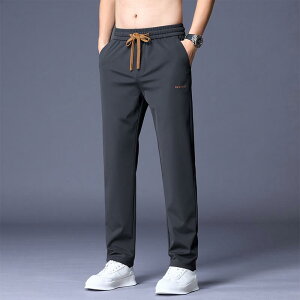 mens casual pants summer new trendy slim straight pants trendy versatile elastic waist sweatpants sports long pants
