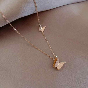 �A�N�Z�T���[ �l�b�N���X 110 characters max product name 2024 new butterfly necklace female trendy clavicle chain titanium steel non-fadin
