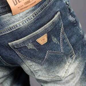 mens jeans pants elastic slim fit korean style autumn winter fashion urban casual daily trousers