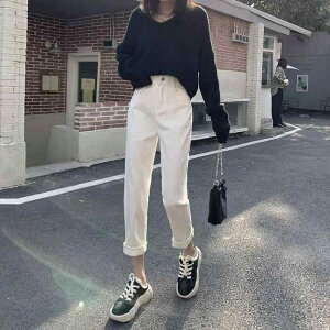 category: denim pants women straight loose spring trendy Korean version 2024 new high waist slim harem carrot pants