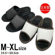 健康サンダル 日本製 高級 オフィス 足ツボ つぶつぶ レユール レザー ブラック グレー M L 2L 3L XL ジ…