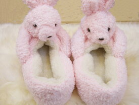 ぬいぐるみルームシューズ Pink Rabbit（ピンクのうさぎ）キッズサイズ【もこもこキュートなあったかスリッパ】 ギフト