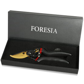 剪定バサミ ギフトBOX仕様（金 + 黒） 造園のプロおすすめ 初心者向け 太枝 強力 枝切りばさみ 握りやすい せんていばさみ フッ素コーティング FORESIA 剪定鋏 えだきりばさみ 剪定ばさみ