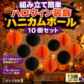 ハロウィン 飾り ハニカムボール 10個セット 【開いて飾るだけ】 ペーパー 装飾 パーティー イベント 店舗 飾り付け 室内 玄関 天井 デコレーション ハロウィーン グッズ 店舗装飾 店内装飾 室内装飾 部屋飾り 壁飾り 吊り下げ飾り ハロウィンパーティー