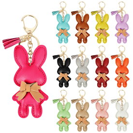 うさぎ ラビット キーホルダー シンプル オーソドックス バッグチャーム 人気 おしゃれ 可愛い 兎 PUレザー ぷにぷに