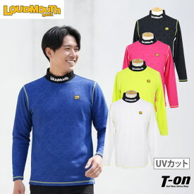 【40％OFF SALE】 ラウドマウス ゴルフ LOUDMOUTH GOLF 日本正規品 日本規格 メンズ ハイネックシャツ 長袖 モックネックシャツ 配色リブ衿 エンボスジャージ素材 凹凸感 ハウンドトゥース柄 UVカット ロゴ刺繍 M〜3Lまでご用意 【送料無料】 ゴルフウェア