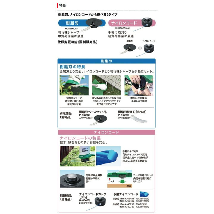 楽天市場】マキタ 充電式草刈機 10.8V MUR100DSH 樹脂刃バッテリ・充電 