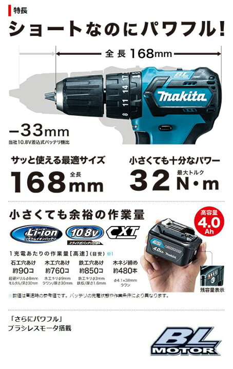 楽天市場】マキタ 10.8V充電式震動ドライバドリル HP332DZ 本体のみ 