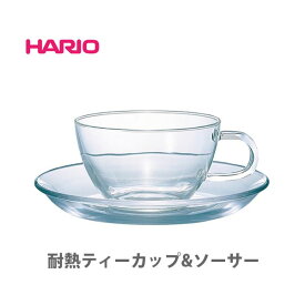 HARIO ハリオ 耐熱ティーカップ＆ソーサー TCSN-1T【日本製 hario 耐熱ガラス 耐熱 ガラス 硝子製 ティーカップ コーヒーカップ カップ ハーブティー 保温 電子レンジ キッチン プレゼント】