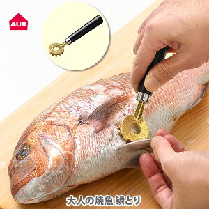 AUX オークス 大人の焼魚 鱗とり OTS8013【日本製 ウロコ取り ウロコ除去 鱗取り うろこ取り うろことり 丸型ヘッド 真鍮製 燕三条 魚料理 アウトドア キャンプ キッチン プレゼントとして】