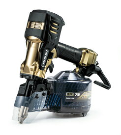 HiKOKI ［ ハイコーキ ] 2年保証 高圧ロール釘打機　NV75HRA(N)　【ケース付セット】 ハイゴールド　★パワー切替機構なし・エアダスタ付